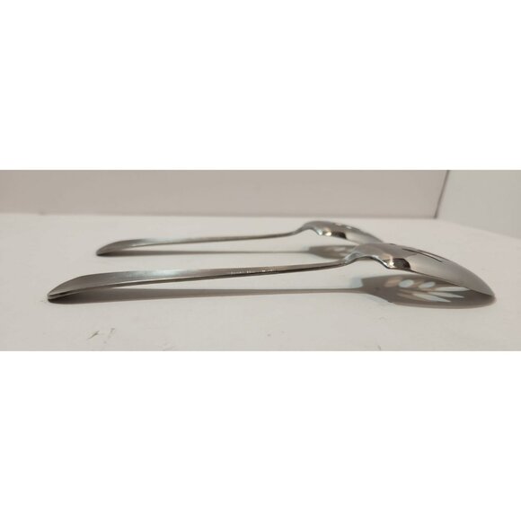Vintage Hoan Stainless Indonesia Slotted Serving Spoons 8.75" Set of 2 - Picture 4 of 6